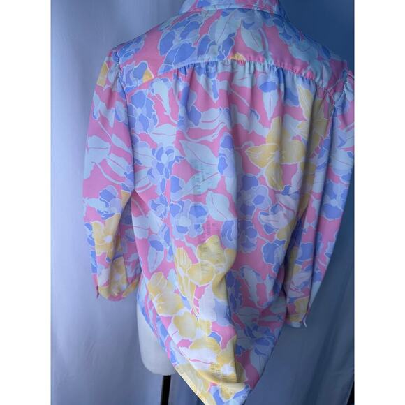 Vintage Floral Blouse -Made In The USA - Picture 12 of 13